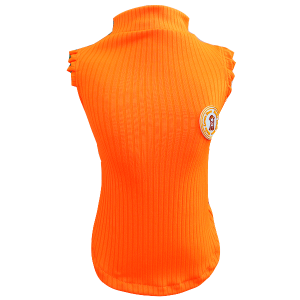 Regata Canelada Babado Laranja Neon