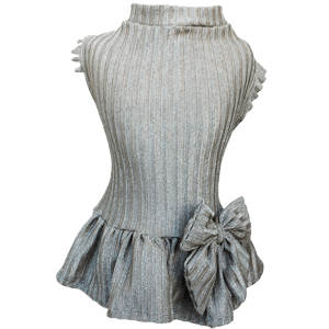 Vestido Canelado Champagne Lurex
