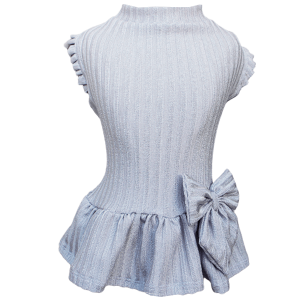 Vestido Canelado Prata Lurex
