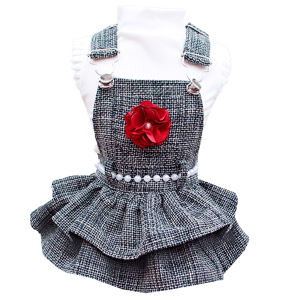 Jardineira Tweed Preta Fem