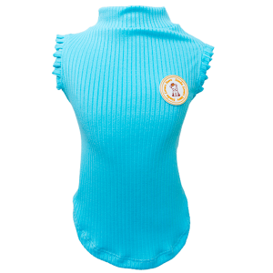 Regata Canelada Babado Azul Bebe Fem