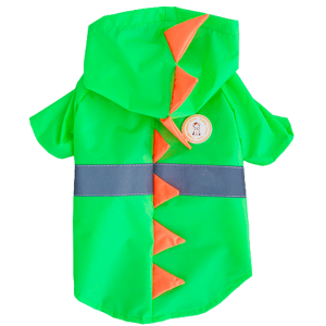 Capa de Chuva Dino Verde com Laranja