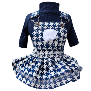 Jardineira Pied Poule Azul