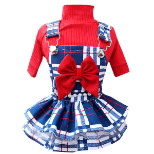 Jardineira Xadrez Azul (SEM CAMISETA)