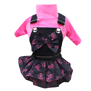 Jardineira Minnie Preta Inverno (SEM CAMISETA)