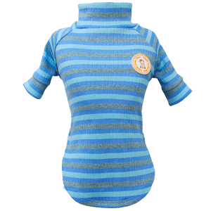 Camiseta Canelada Suedine Listrada Azul Bebê