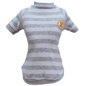 Camiseta Plush Listrado Cinza Mescla