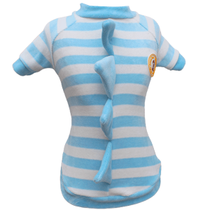 Camiseta Plush Dino Listrado Azul Bebe