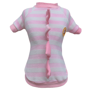 Camiseta Plush Dino Listrado Rosa Bebe