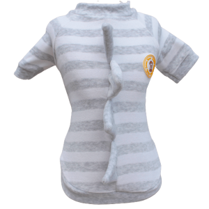 Camiseta Plush Dino Listrado Cinza Mescla
