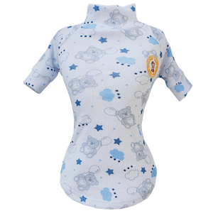 Camiseta Canelada Ribana Ursinho Balão Azul
