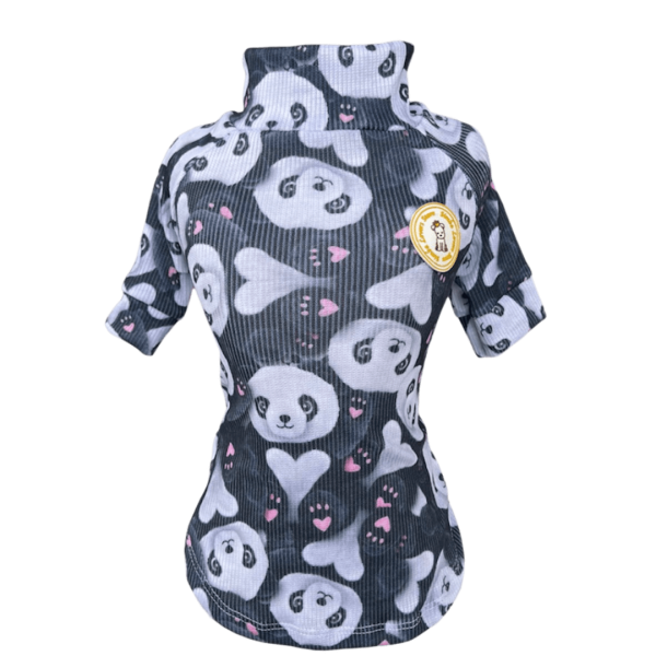 Camiseta Canelada Ribana Panda Preto - Imagem 1