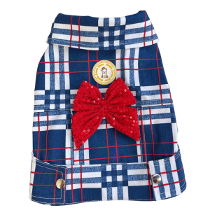 Jaqueta Cropped Xadrez Azul