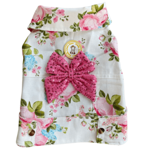 Jaqueta Cropped Flor Rosa e Azul