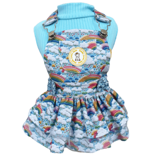 Jardineira Arco Íris Azul (SEM CAMISETA)