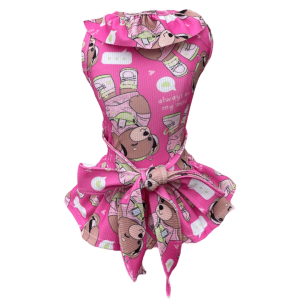 Vestido Laço Ursinho Rosa Chiclete