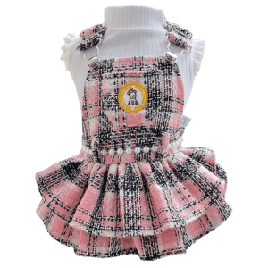 Jardineira Tweed Rosa Bebê (SEM CAMISETA)
