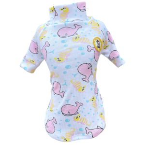 Camiseta Canelada Ribana Baleia Rosa Bebê