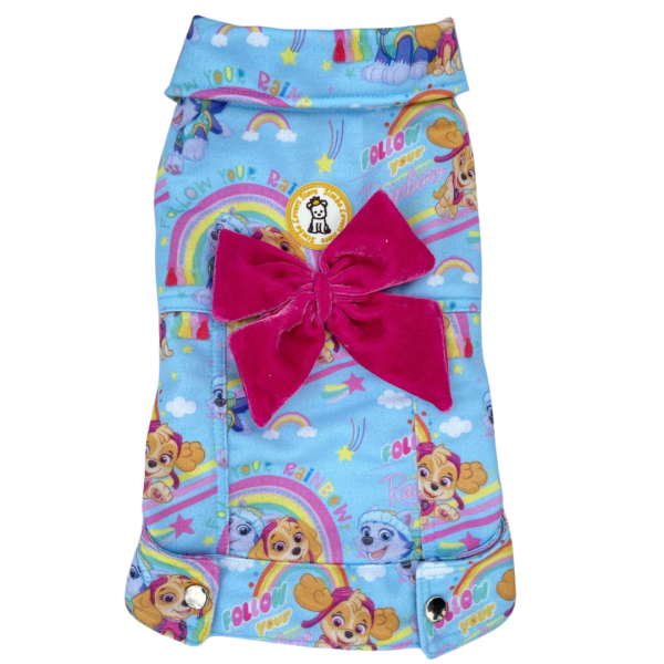 Jaqueta Moletom Patrulha Canina Arco Íris Fem (LAÇO DO PROPRIO TECIDO ESTAMPADO) - Imagem 1