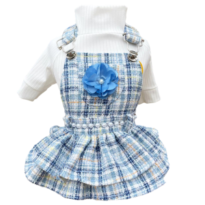 Jardineira Tweed Azul Fem
