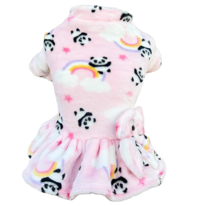 Vestido Fleece Panda Rosa Bebê
