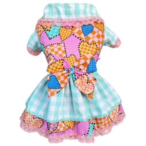 Vestido Retalhos Coração Rosa