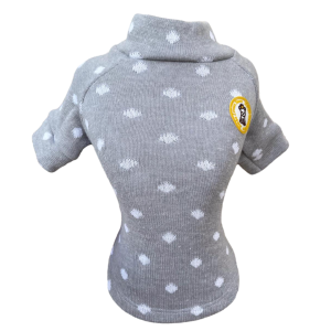 Camiseta Tricot Cinza Bolinha