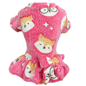 Vestido Fleece Raposa Rosa Brilha no Escuro