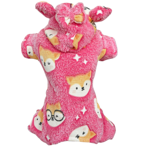Pijama Fleece Raposa Rosa Brilha no Escuro