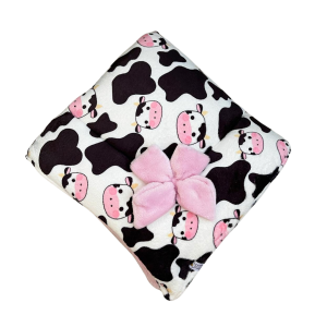 Manta Fleece Vaquinha Rosa Com Pelinho