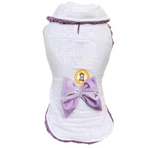 Colete Nylon Paête Branco com Lilás