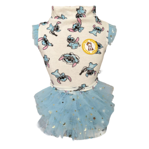 Regata com Tule Stitch Azul Bebê