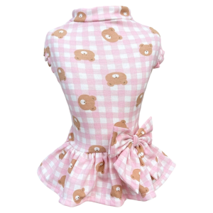 Vestido Xadrez Ursinho Rosa