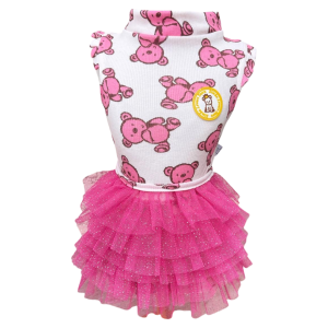 Regata Ribana com Tule Ursinho Rosa