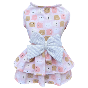 Vestido Ursinhos Rosto Rosa