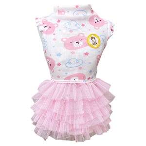 Regata Ribana com Tule Ursinho Nuvem Rosa