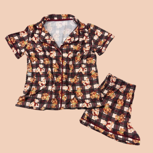 Pijama Adulto Ursinho Xadrez Feminino