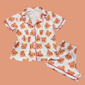 Pijama Adulto Ursinho Rosto Branco Feminino