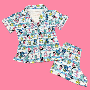 Pijama Adulto Monstros SA Listrado Feminino