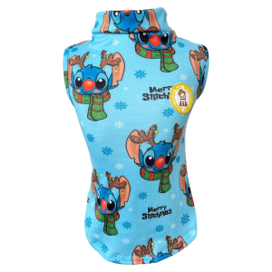 Regata Stitch Natal Azul Masc