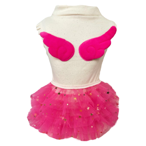 Regata Ribana com Tule Off Brilho Pink Asinhas