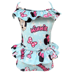 Maiô Minnie Florzinha Azul
