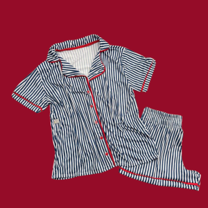 Pijama Adulto Listrado Azul Marinho Feminino