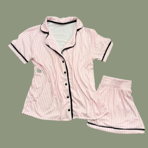 Pijama Adulto Listrado Rosa Bebê Feminino