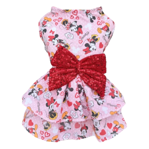 Vestido Minnie Coração Rosa