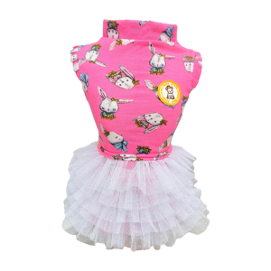 Regata com Tule Coelho Rosa Neon