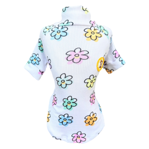 Camiseta Canelada Florzinhas Coloridas