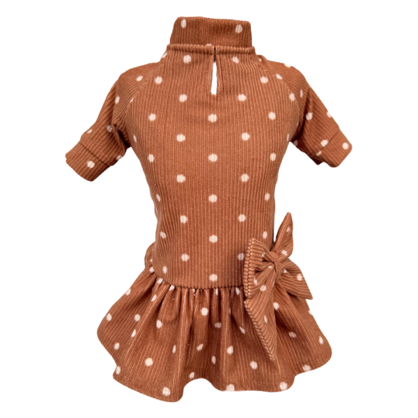 Vestido Veludo Poá Bege - Imagem 1