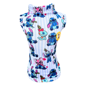Regata Stitch Listrado Azul Fem
