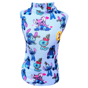 Regata Canelada Stitch Azul Bebê Masc